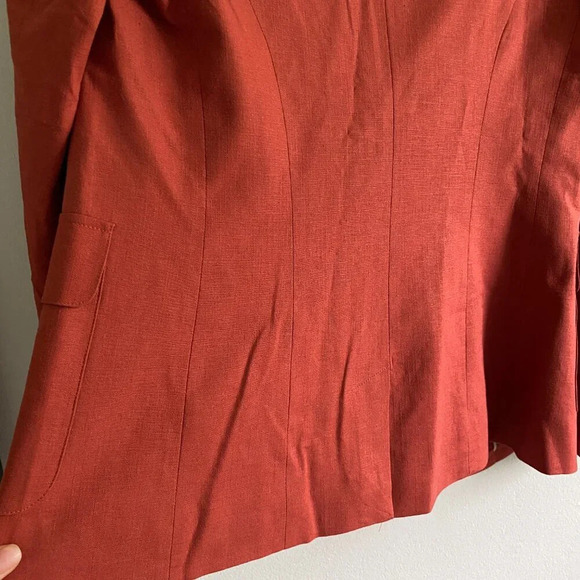 REITMANS Linen Blend Rust  Red Fitted Suit Formal Blazer Jacket Size 4 - Picture 9 of 12